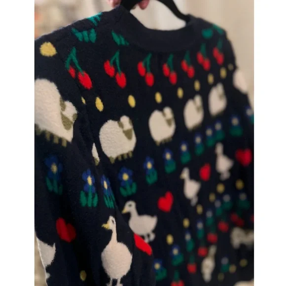 HVN Diana Fuzzy Brushed Intarsia Knit Animal Stripe Sweater - Picture 8 of 15